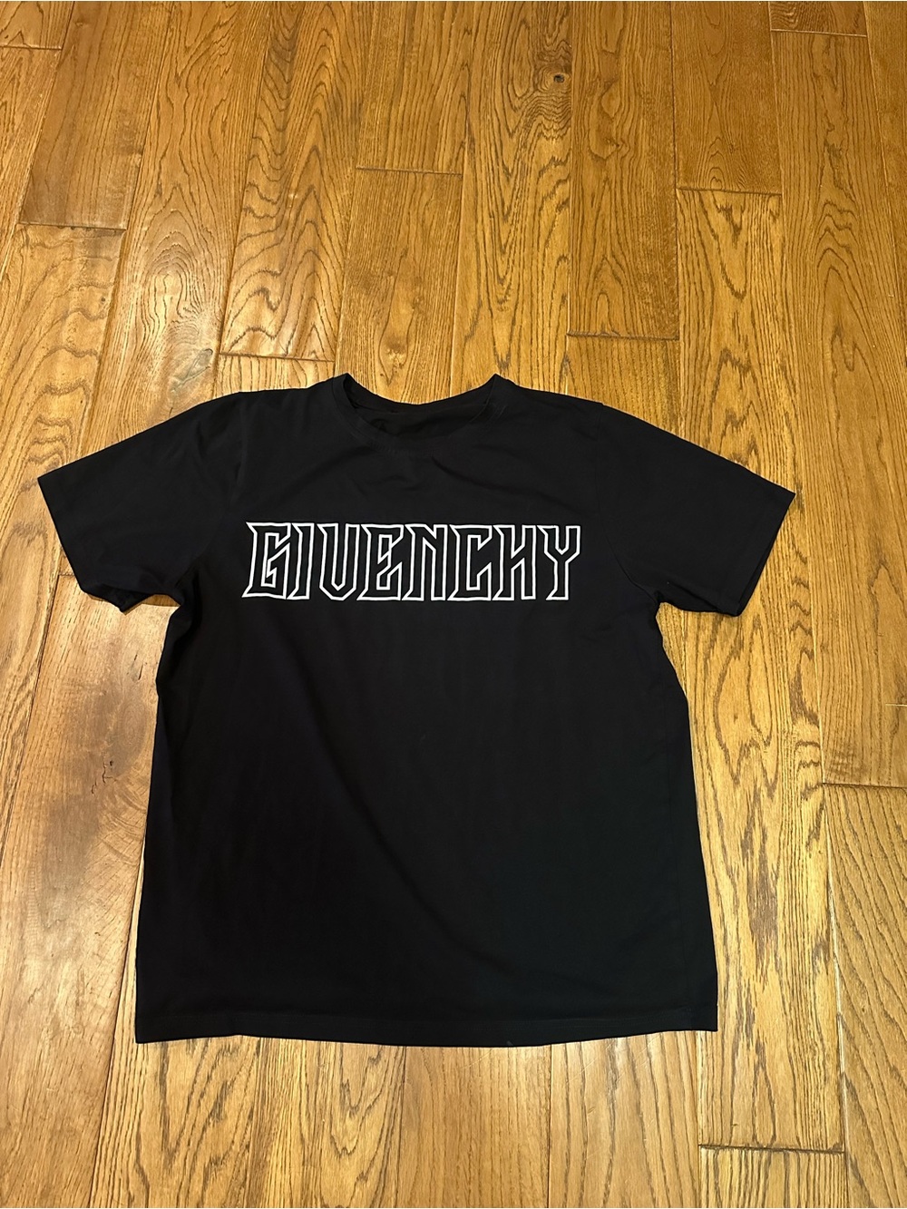 Givenchy Black T-Shirt with White Outline Logo